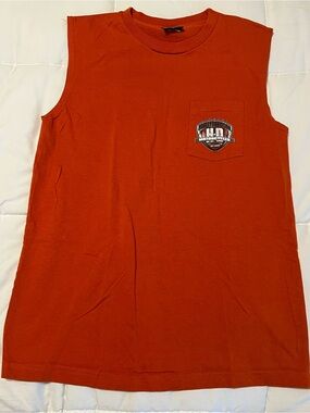 Men's Harley-Davidson Northern Lights Wisconsin Sleeveless T Shirt Orange Size M
